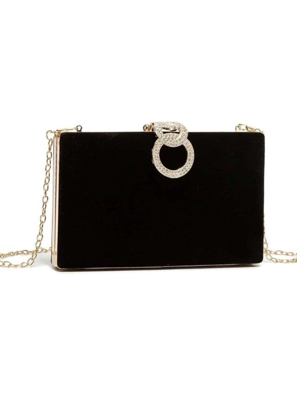 Women's Faux leather 9-black Girls Handbag Push Lock Clutch Purse Polyester Bag
